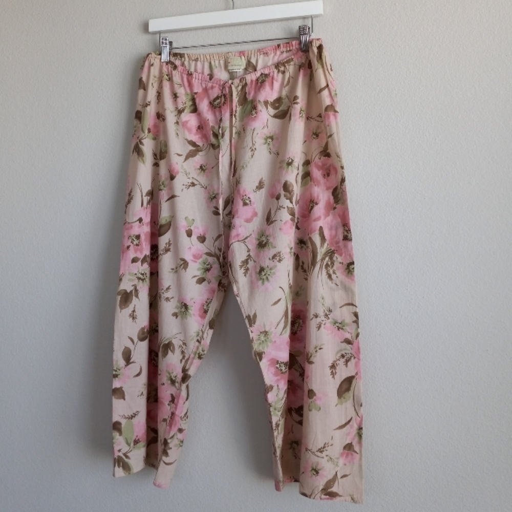 Claire Pettibone Floral Pajama Pant 100% Cotton Roses Bloomers Made In USA XL